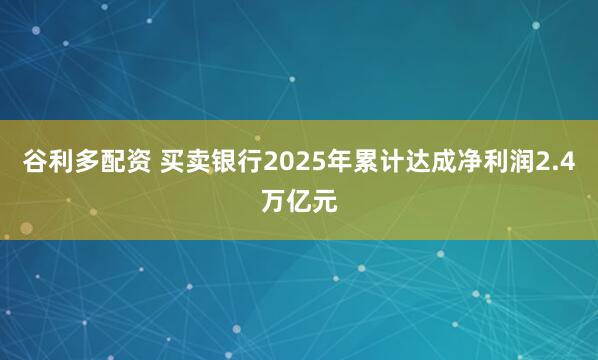 谷利多配资 买卖银行2025年累计达成净利润2.4万亿元