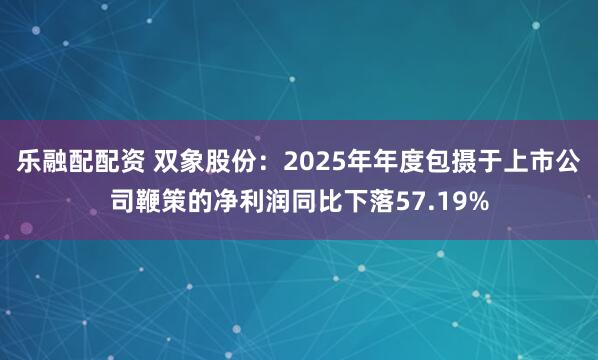 乐融配配资 双象股份：2025年年度包摄于上市公司鞭策的净利润同比下落57.19%