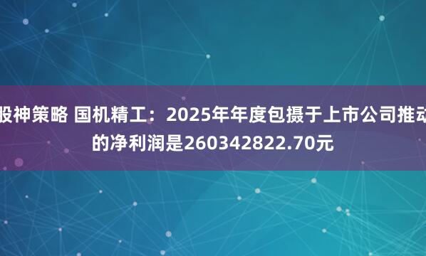 股神策略 国机精工:2025年年度包摄于上市公司推动的净利润是260342822.70元