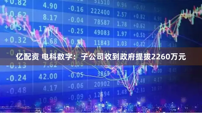 亿配资 电科数字：子公司收到政府提拔2260万元
